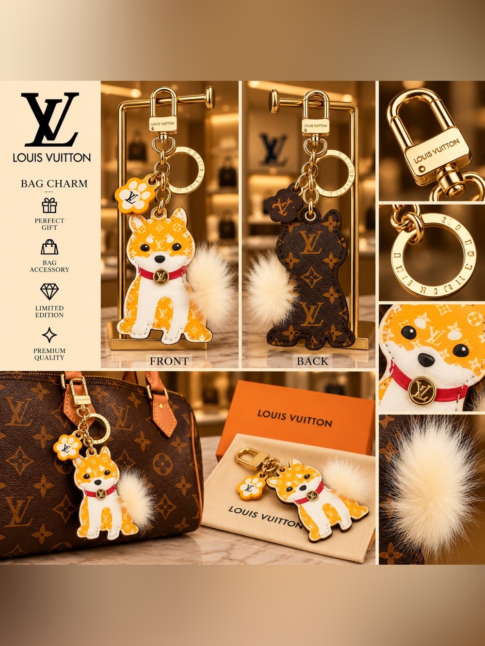 Luxury Dog Keychain Charm